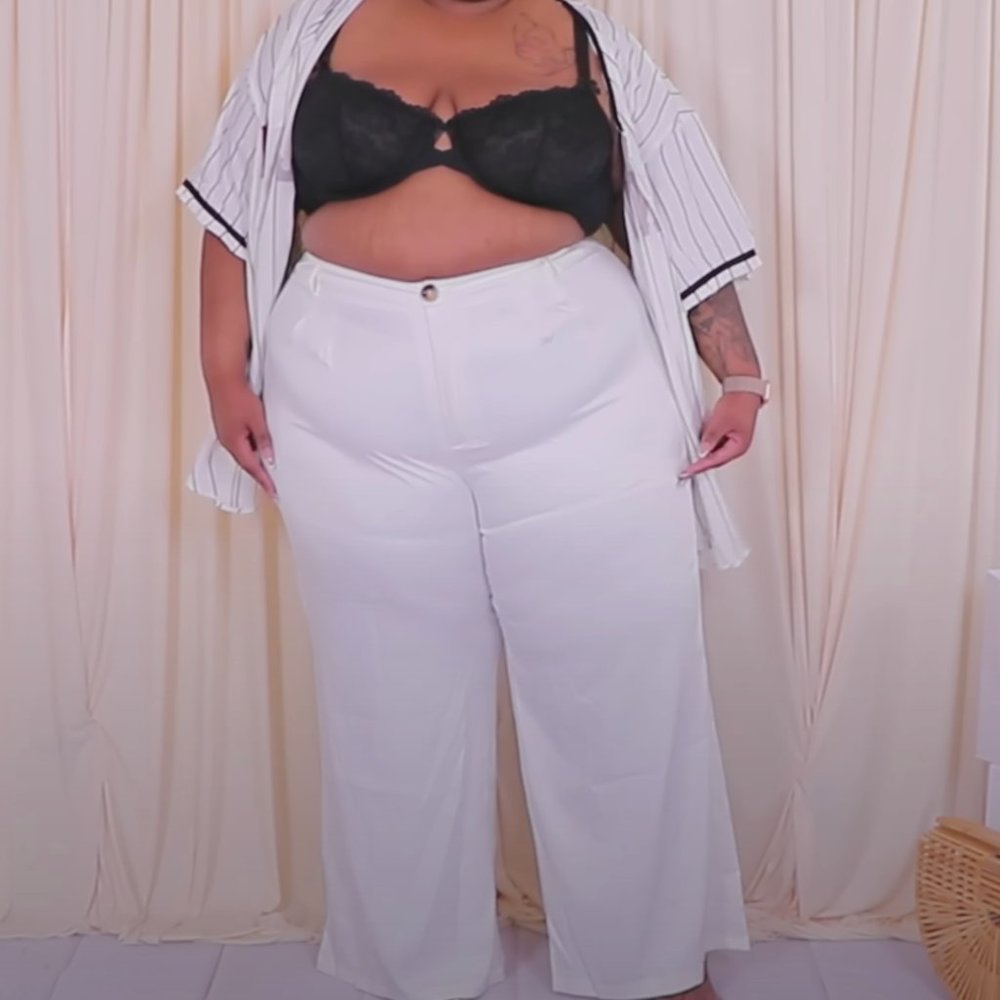 SI. White Wide Leg Trouser (Double Lined)